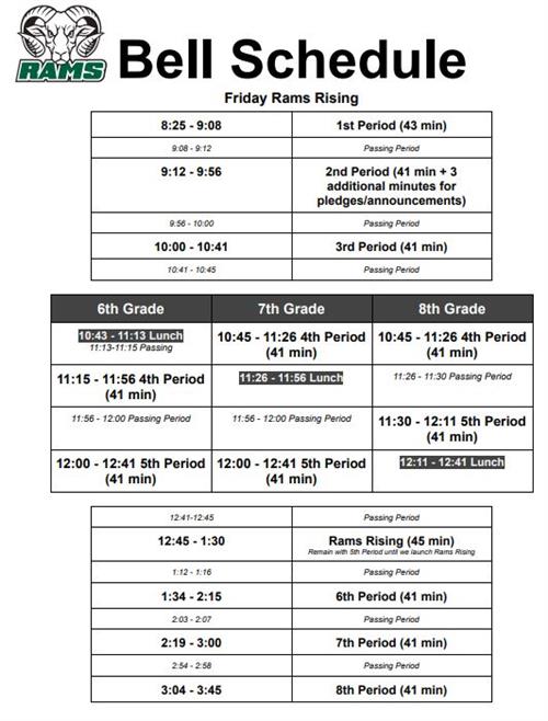  Bell Schedule (Friday)